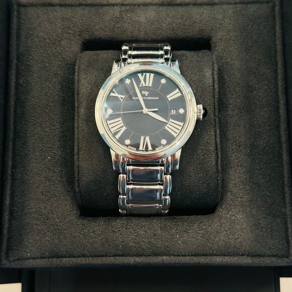 David Yurman Classic Watch Stainless Steel Black Mother of Pearl Dial 38mm